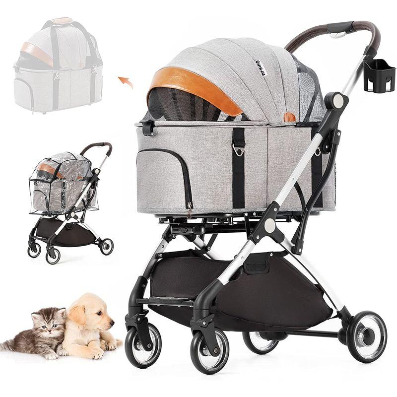 HRking.HANRAY 分離型 折りたたみ ペットカート 3wayモデル 対面式 4輪 犬用ベビーカー 前輪360°回転 後輪ブレーキ付 ペットカート HANRAY 分離型 折りたたみ 3wayモデル 対面式 4輪 犬用ベビーカー 後輪ブレーキ付