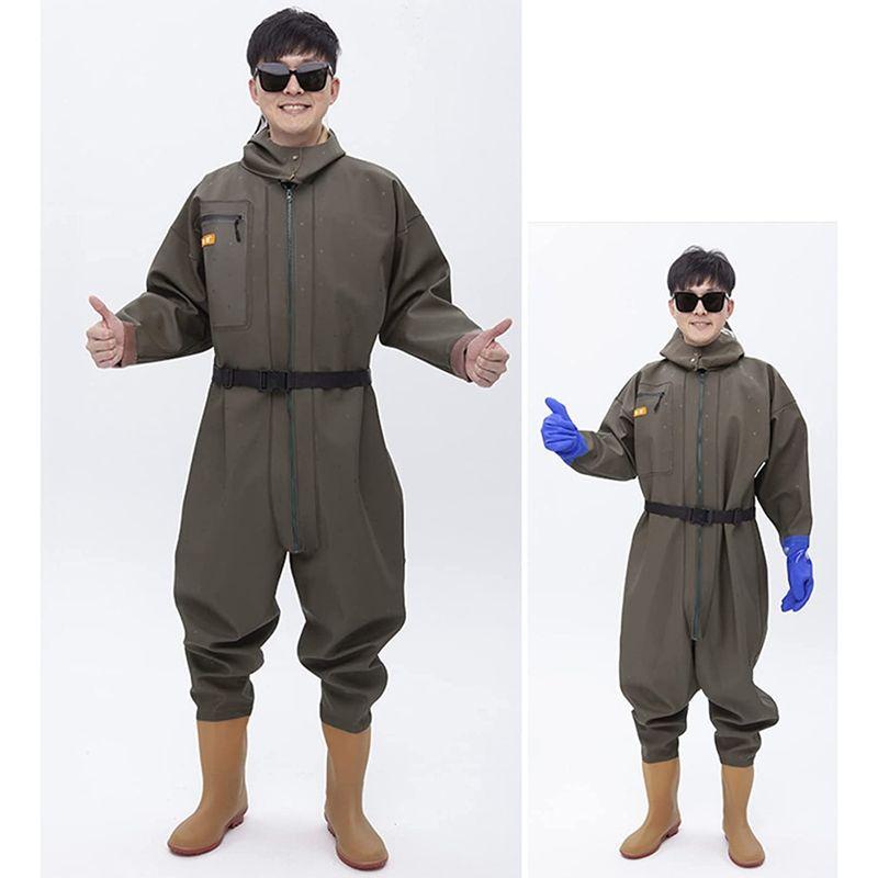 【日本未発売】 レインウェア チェストハイウェーダー 全身防水ウェーダー 男女兼用 胴回り 耐磨耗 グローブ付き ラジアルソール 厚底 フルジップ レインブーツ 大人用 【G2121590122】(10631円)