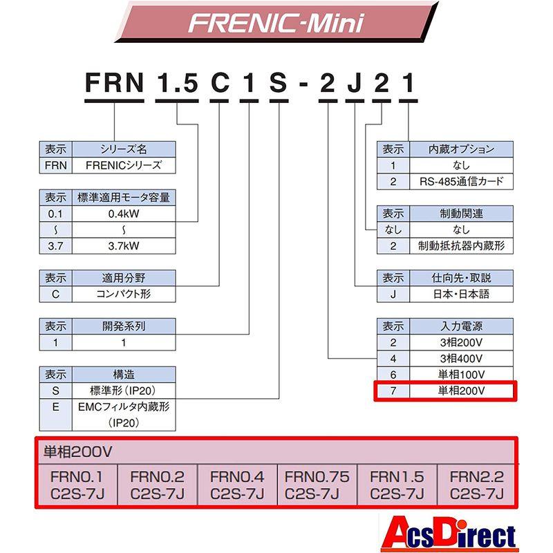 家電　富士電機　FRN1.5C2S-7J　コンパクト形　単相200V入力　三相200V出力　1.5KW　FRENIC-Mini(C2)シリーズ