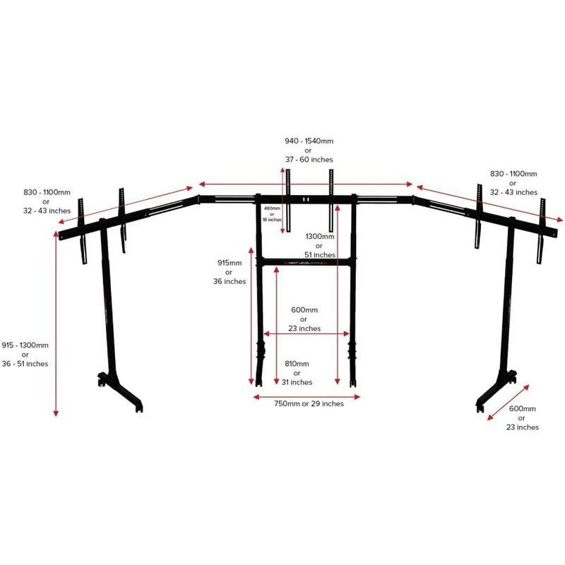 Next Level Racing 独立モニタースタンド Free Standing Triple Monitor 3面独立スタンド VES