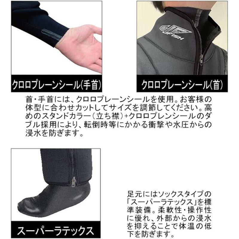 ウエット ドライスーツ ソックスタイプ スモールジッパー付き J-FISH ブラック×レッド M JWD-40212 ジェットスキー ウェイ ダイビング、スノーケリング