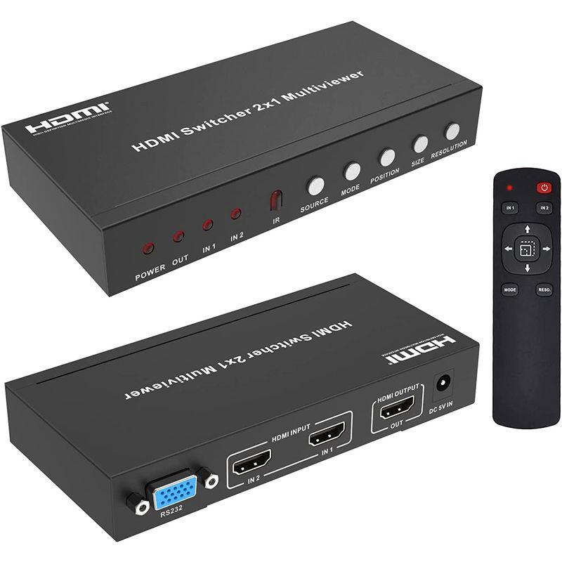 BUNGPUNG HDMI 画面分割切替器 2入力1出力 1080P@60Hz 2画面分割 表示切替器 複数の画面分割モード 全画面モードの HDMI 画面分割切替器 2入力1出力 1080P@60Hz 2画面分割 表示切替器 複数の画面分割モード 全画面モードの