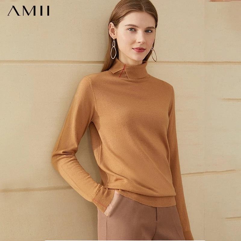 生まれのブランドで Amii 海外輸入アパレル Minimalism Solid 100％wool Fashion Sweater Women's Winter その他トップス