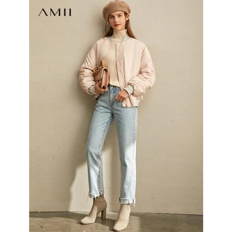 人気沸騰ブラドン 海外輸入アパレル 海外輸入アパレル A Winterwomenショートコットンジャケット女性ファッションソリッドルーズジッパーポケットコート Amii トップス