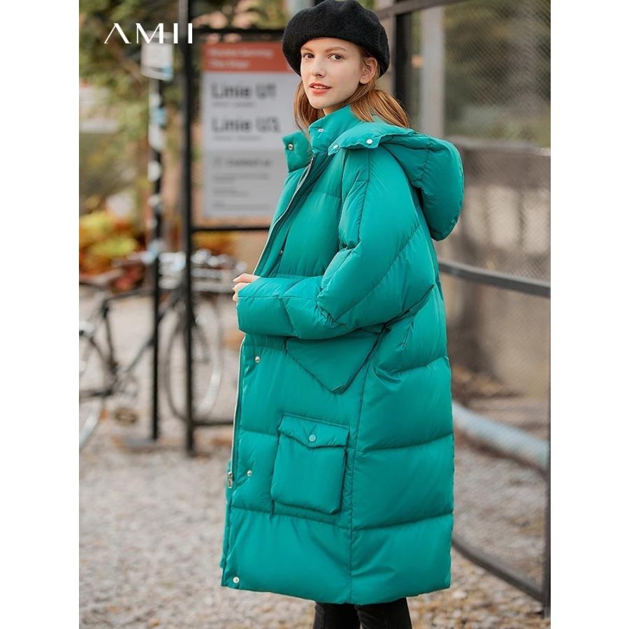 安心の定価販売 Amii韓国人女性ダウンジャケット女性冬ファッションルーズソリッドフード付き厚手のミッドロングコート女性ダウンコート 海外輸入アパレル 海外輸入アパレル トップス Www Danpearce Art Com