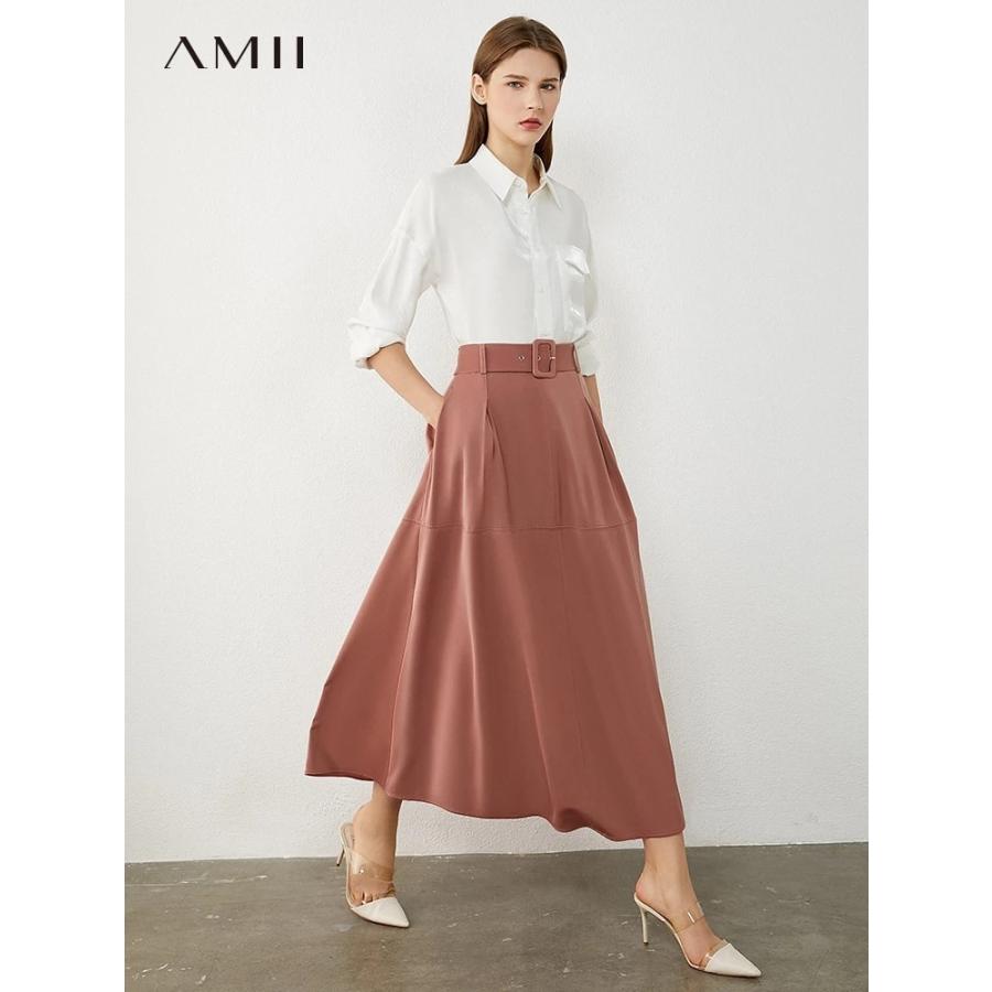 おトク 海外輸入アパレル Amiiミニマリズム秋冬ファッションレディーススカート原因ソリッドアラインカーフ丈女性スカート気質スカート女性 A その他トップス Captains Agency