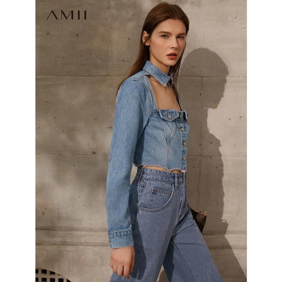 クリアランス販売品 海外輸入アパレル Amiiミニマリズム春夏ファッションレディース デニムジャケットcausalsquarecollarフルスリーブショートレディースシャ Aus 1044 758 Glossyオンラインストア 海外 安い通販 Mw2p8mygak Bizmw Com