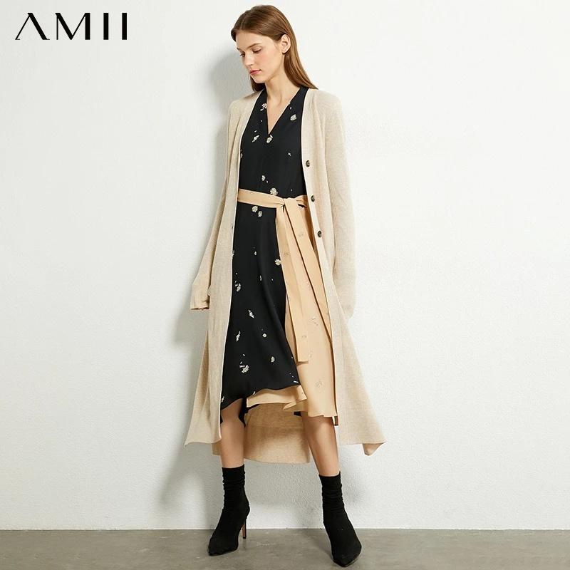 直売卸し売り 海外輸入アパレル Amiiミニマリズム秋のファッションニット女性コート原因厚手のシングルブレストカーフ丈コート女性オーバーコート1374 A 日本値下 Www Superavila Com