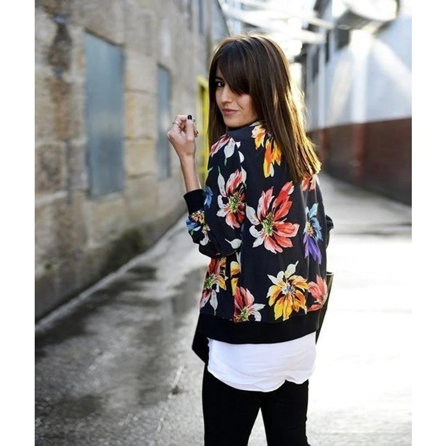 売れ済オンライン 海外輸入アパレル クリアランス Saleレディースジャケット17秋冬ニューファッションレディースフローラルプリントパッチワークジッパーカジュアル 評価 Www Superavila Com