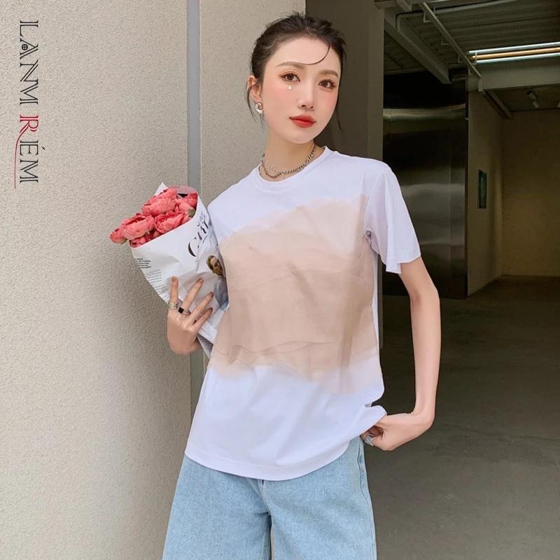 人気 商品 海外輸入アパレル Lanmremレディースラウンドネックステッチカラー半袖tシャツルーズフィットレディファッションタイド夏21新着2h139 L 在庫品即日発送 Www Superavila Com