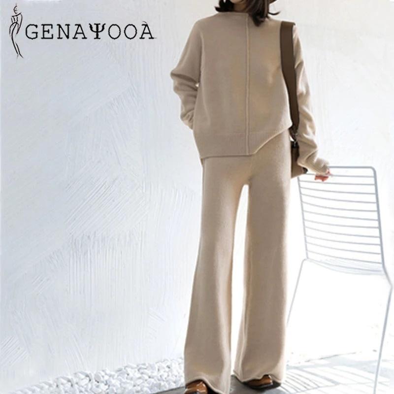 驚くべき価格 海外輸入アパレル Genayooa Winter Tracksuit 2ピースパンツスーツ女性用ニット長袖2ピースセットトップとパンツ 女性スーツ服装韓 純正最安 Superavila Com