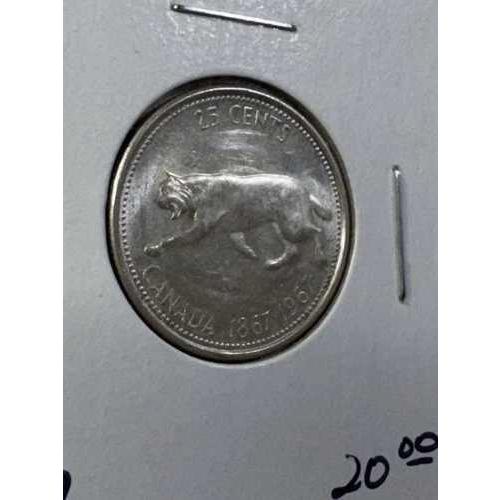 1967年カナダ25セント銀貨（オオヤマネコ柄） : Glossyオンライン