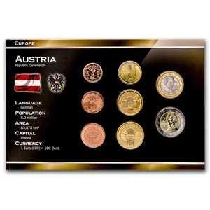 オーストリア 1セント〜2ユーロ 8枚セット ユーロ硬貨 未使用品