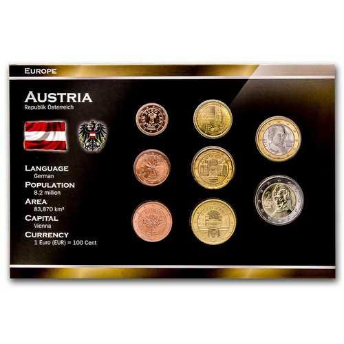 オーストリア 1セント〜2ユーロ 8枚セット ユーロ硬貨 未使用品