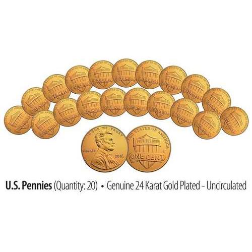 20枚セット - 2016年製 24金メッキ 米国未使用 本物 リンカーン