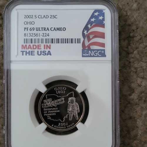 2002 S オハイオ州立クォーター 25セント NGC PF 69 ウルトラカメオ