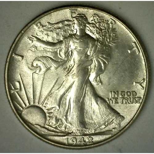 1943年 ウォーキングリバティ銀貨 50セント 未使用品 米国タイプコイン