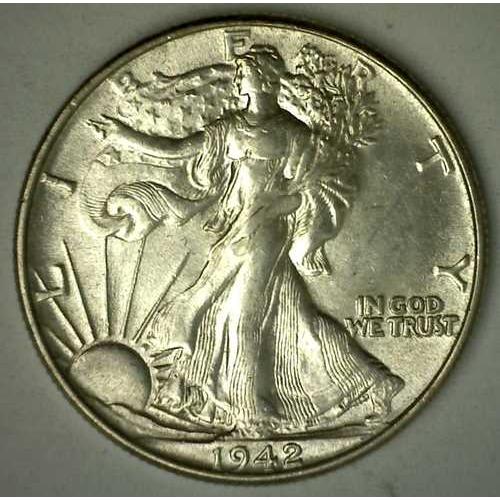 1943年 ウォーキングリバティ銀貨 50セント 未使用品 米国タイプコイン