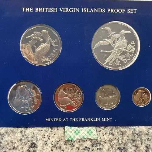 1976年 イギリス領ヴァージン諸島 プルーフコインセット。銀貨 1ドル
