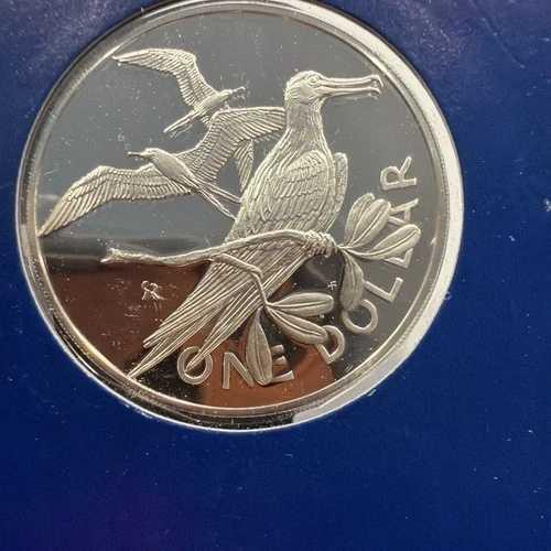 1976年 イギリス領ヴァージン諸島 プルーフコインセット。銀貨 1ドル