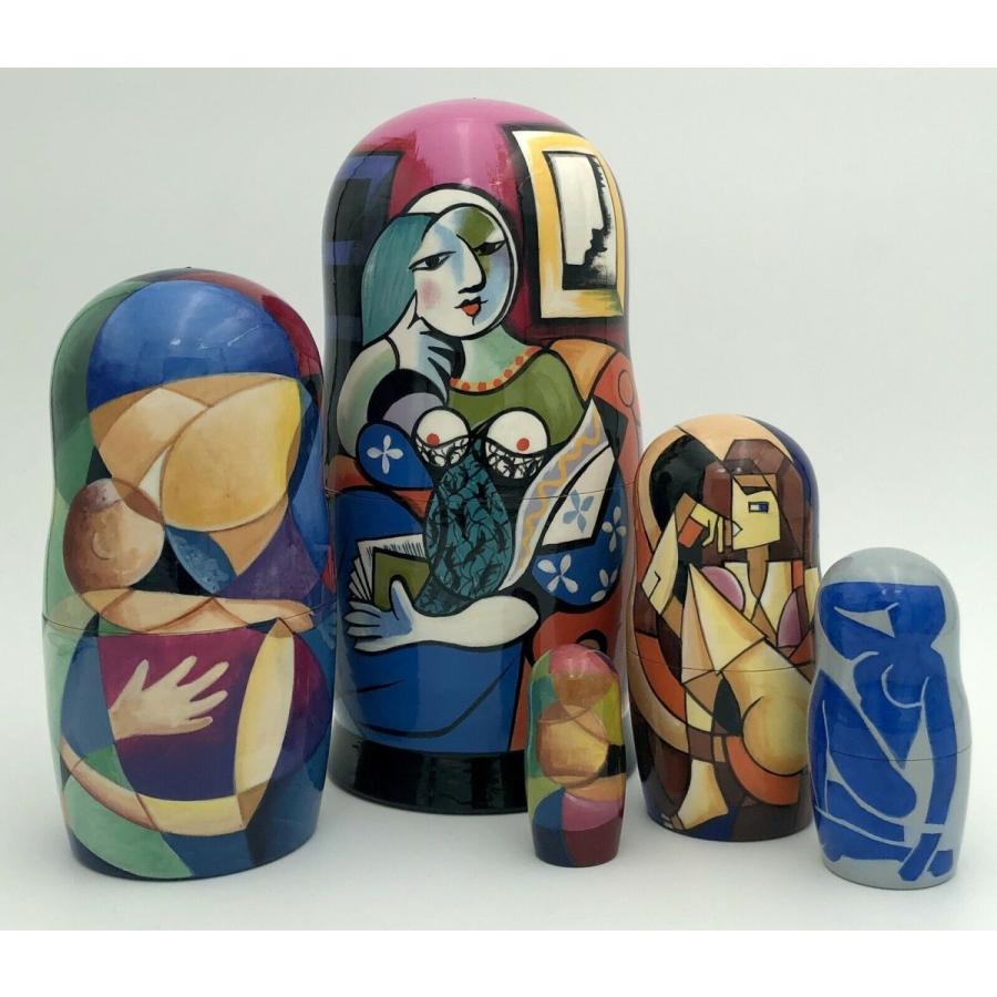 【大特価!!】 inspired Matisse Picasso, マトリョーシカ Matryoshka,Russian Cubism dolls, Nesting オブジェ、置き物