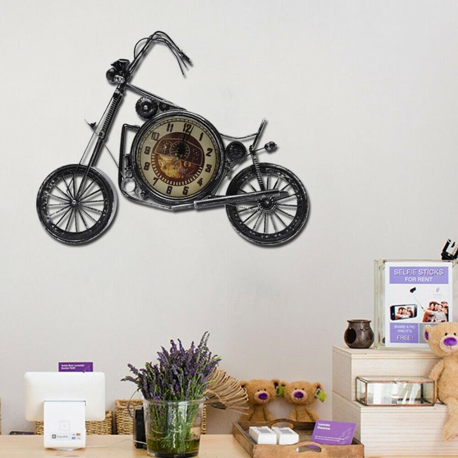 【あすつく】 掛け時計 Vintage Motorcycles Wall Clock Garage Home Room Office Decor Rider Sha 掛け時計、壁掛け時計