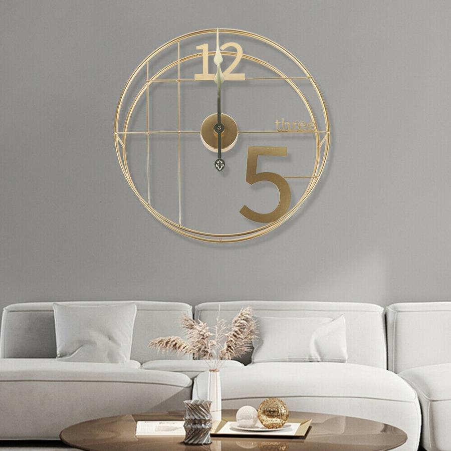 定番 3D Hollow Clock Wall 20" 掛け時計 Geometric Ro Living Home Clock Hanging Golden 掛け時計、壁掛け時計