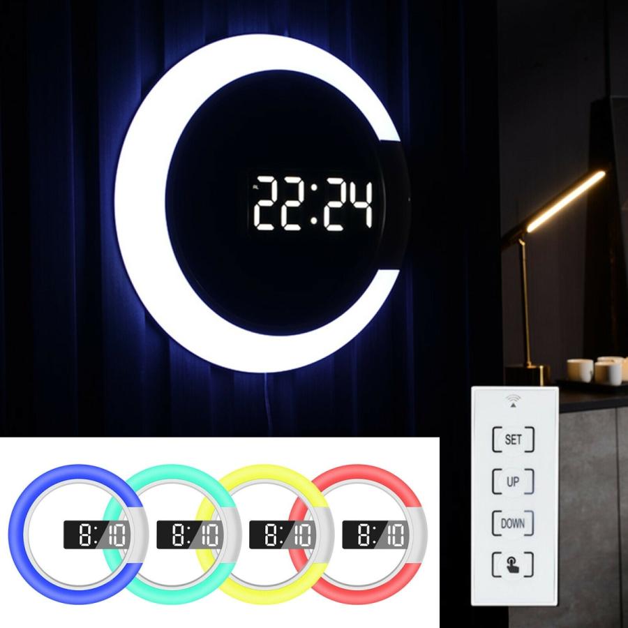 毎日出荷中 掛け時計 3D LED Digital Wall Table Clock Round Luminous Alarm Clock W/  Remote C usdm-009994-335 Glossyオンラインストア 販売 員 ノルマ -playlegacywars.com