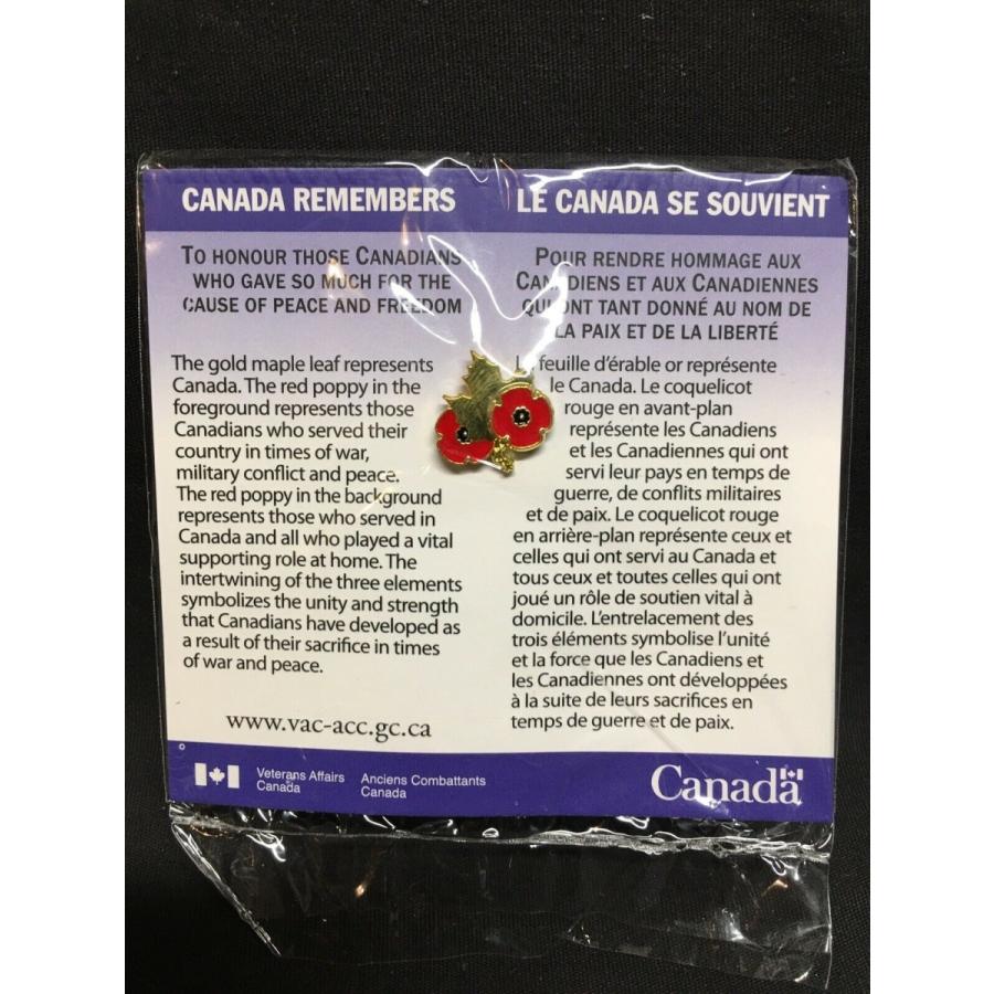 ピンバッジ CANADA REMEMBERS DUAL POPPY MAPLE LEAF LAPEL PIN