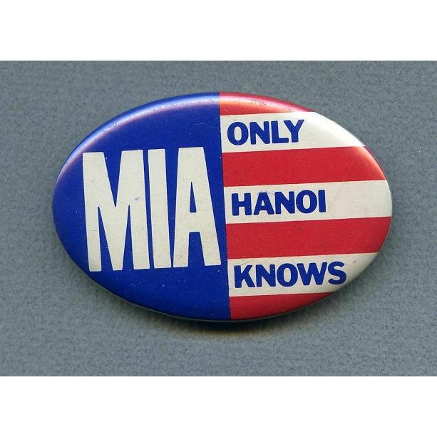 ピンバッジ MIA Only Hanoi Knows 1970s 1-5/8