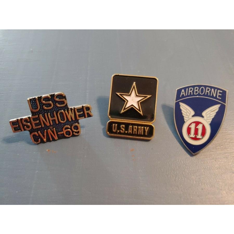 ピンバッジ Set of 3 Military Pins Airborne 11 US Army Navy USS EISENHOWER CV-69