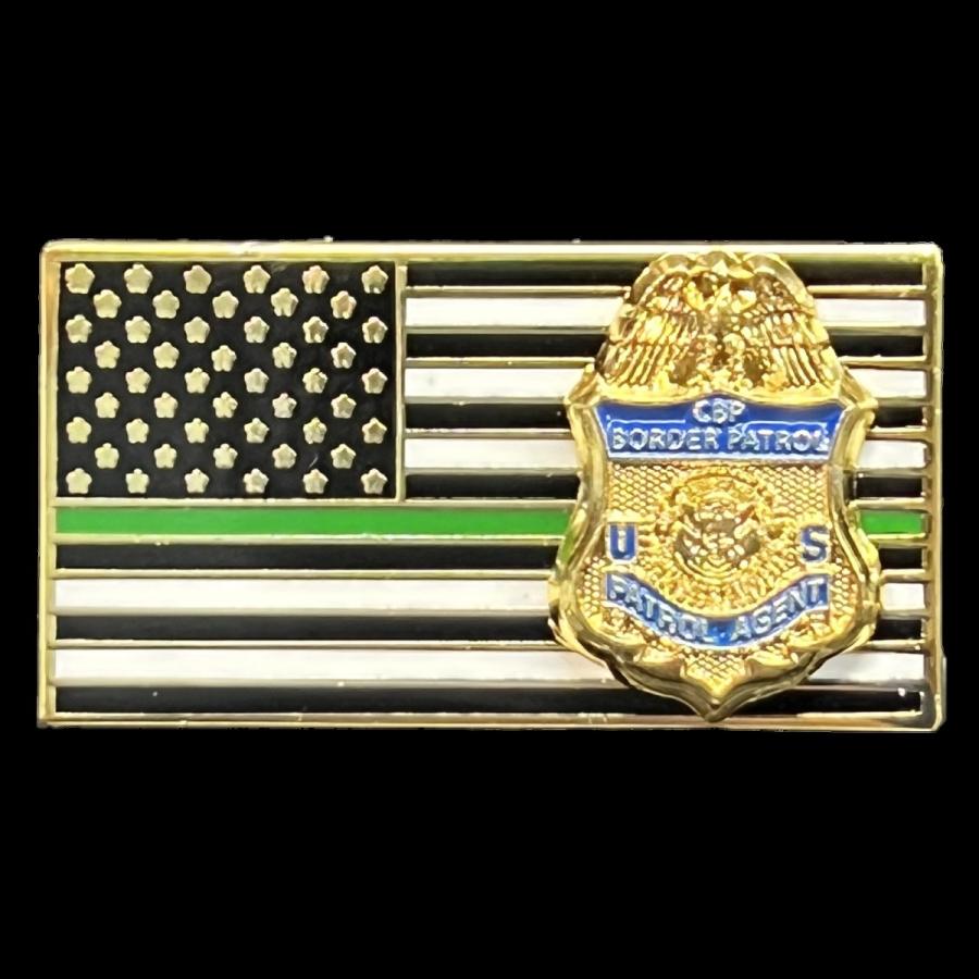 ピンバッジ BFP-001 CBP Border Patrol Agent Thin Green Line Flag Pin Honor First