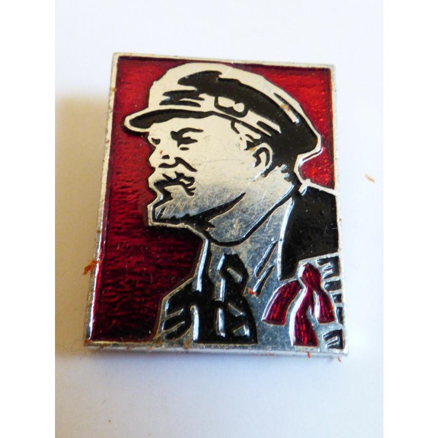ピンバッジ Vintage Original Political Russian USSR Lenin silver tone enamel lape