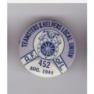 ピンバッジ Teamsters 452 1944 1" pin (local 452 is where? may be Denver｜glossy-store