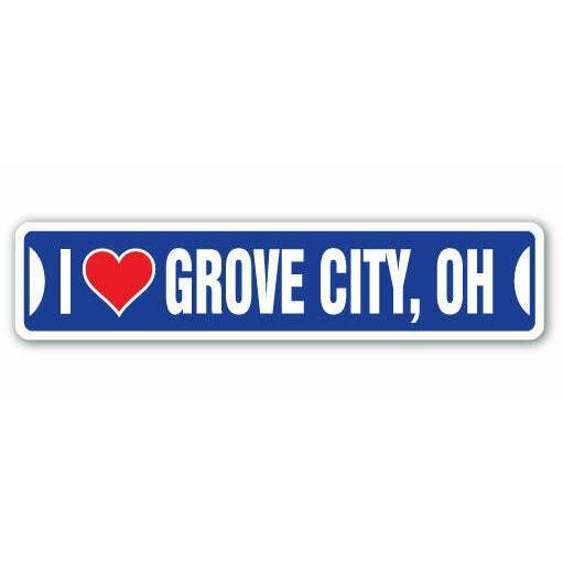 海外輸入　道路標識海外輸入　道路標識 I LOVE GROVE CITY OHIO Street Sign oh city state us wall road gif