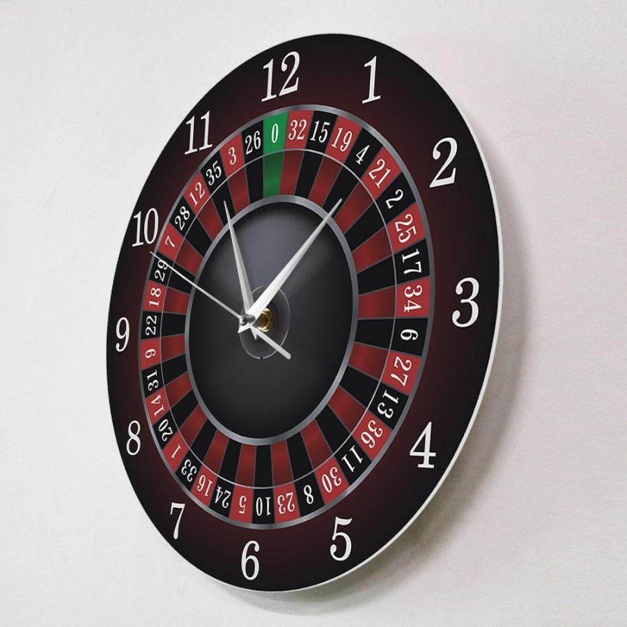 掛け時計 Poker Roulette Wall Clock With Black Metal Frame Las Vegas Game Room W｜glossy-store｜02