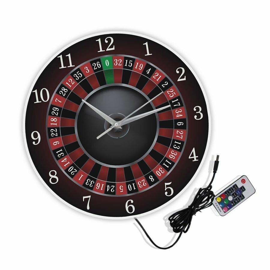 掛け時計 Poker Roulette Wall Clock With Black Metal Frame Game Room Wall Art De｜glossy-store｜03