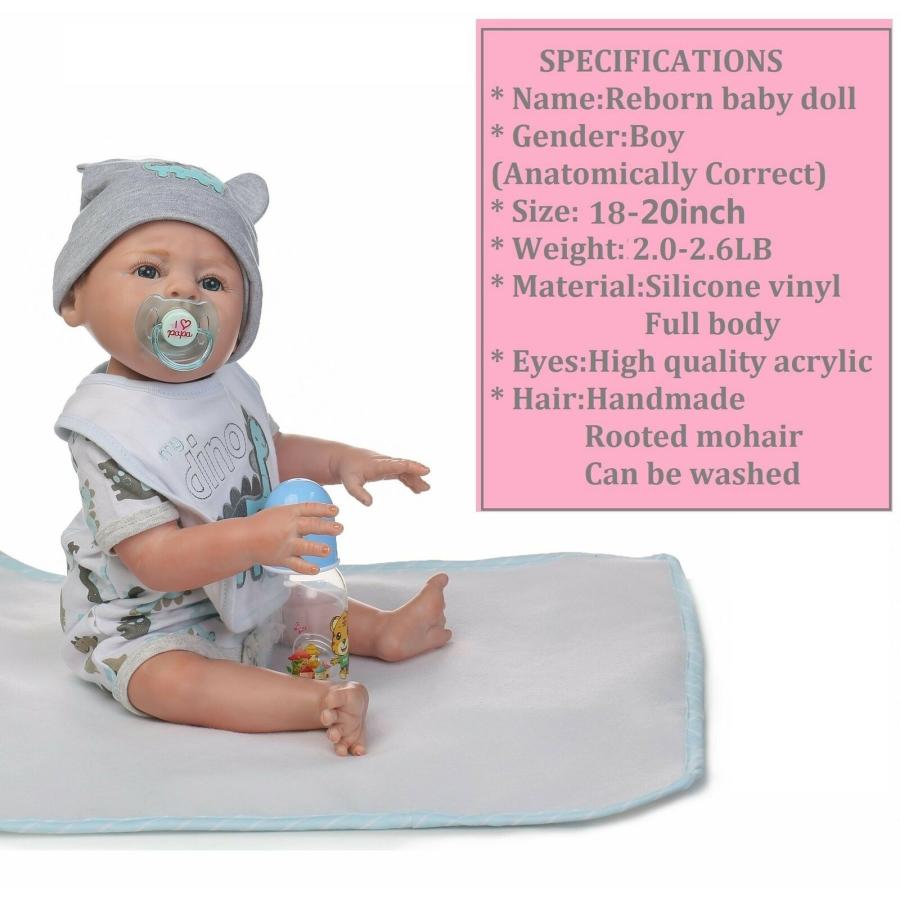 アイテムまでお手頃な リボーンドール生まれた赤ちゃん人形の男の子シリコンフルボディ