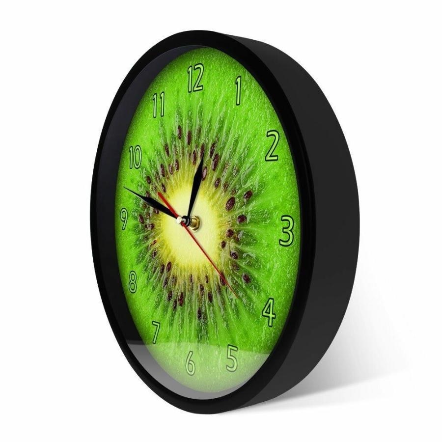 掛け時計 Kiwi Fruit Designed Green Wall Round Clock For Kitchen Decor Home Acce｜glossy-store｜03