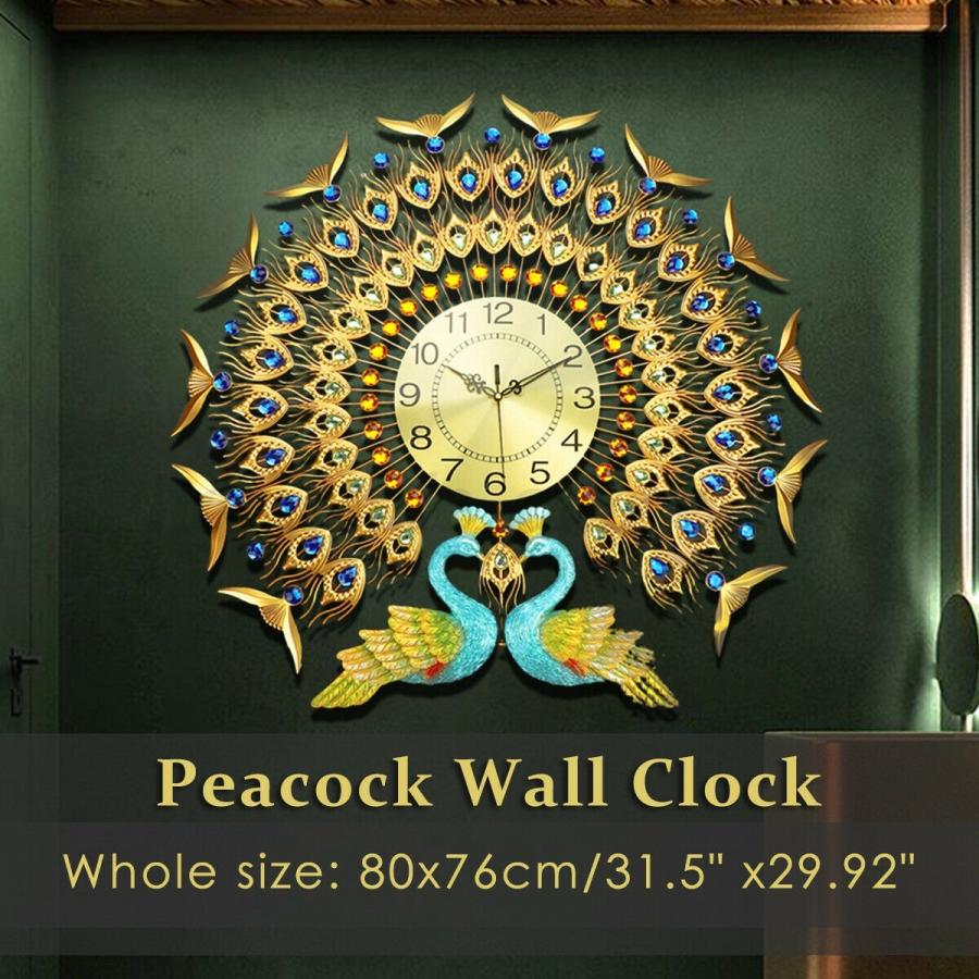 掛け時計 31インチ 高級 ピーコック ラージ ウォールクロック 3D