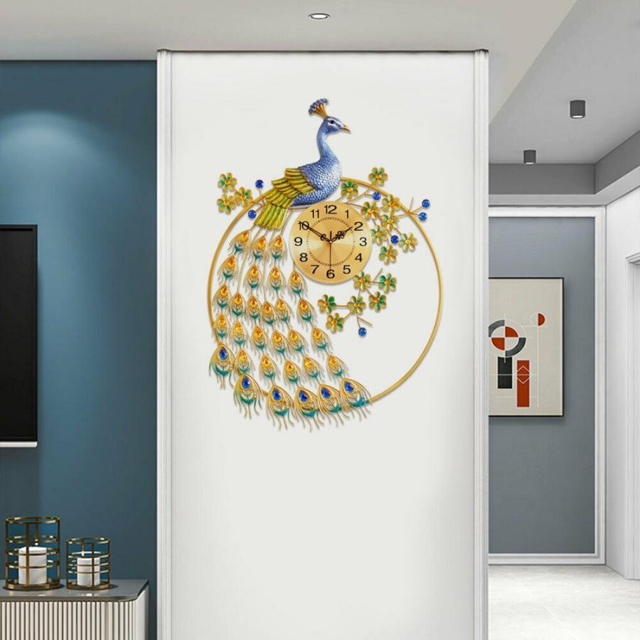 大割引 ホーム ルーム リビング 静音 3D ウォールクロック メタル モダン ピーコック 高級 大型 掛け時計 装飾 t original show 米国- 掛け時計、壁掛け時計