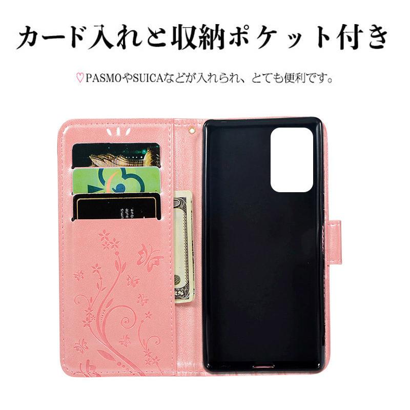 OPPO Reno5A 本体 + 手帳型ケース OPPO Reno5A ケース 手帳型 可愛い 花柄 蝶柄 Reno7A 手帳 OPG04