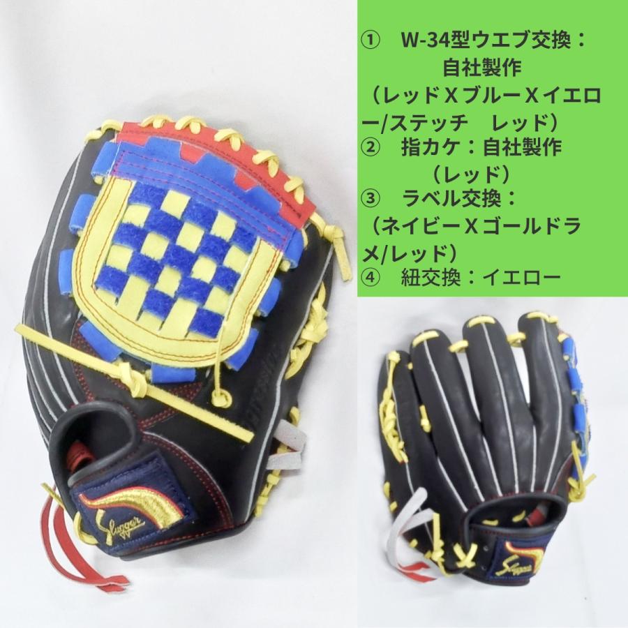 久保田スラッガー 軟式グローブ ブラック/ブルー/ゴールド 久保田スラッガー|軟式外野手グローブ - 野球・アウトドア専門店