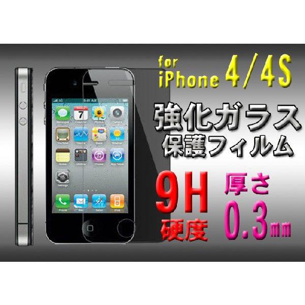 特価 iPhone4/4S対応　強化ガラス 保護フィルム アイフォン 液晶保護 硬度9H 極薄 0.3mm ゆうパケット送料無料｜glow-japan