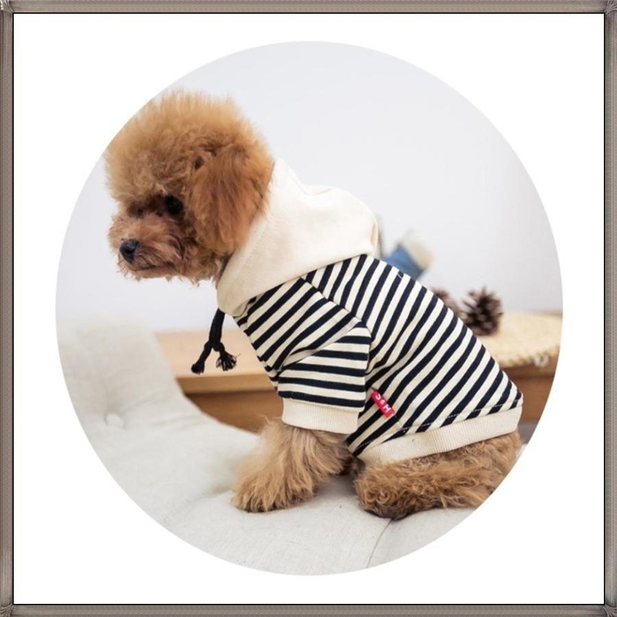 犬用 服 ストライプ柄 フード付き ブラック Sサイズ : グロウヤフー店