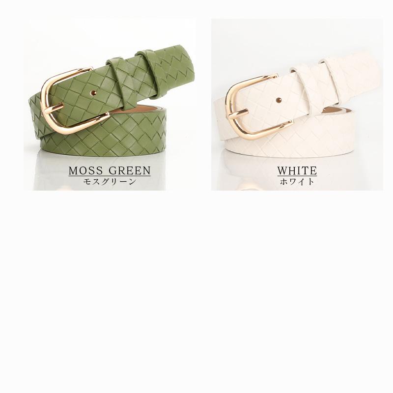 ベルト レディース 編み込み 太 103cm おしゃれ バックル レザー