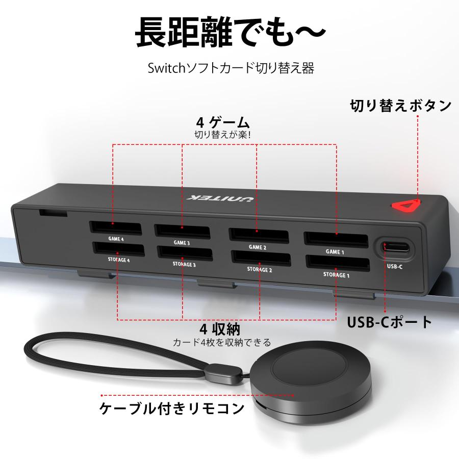 Unitek 2023年 8-in-1 Switch多機能カードリーダー切り替え器 リモコン付き 【Nintendo Switch&Switch O｜gls001｜02