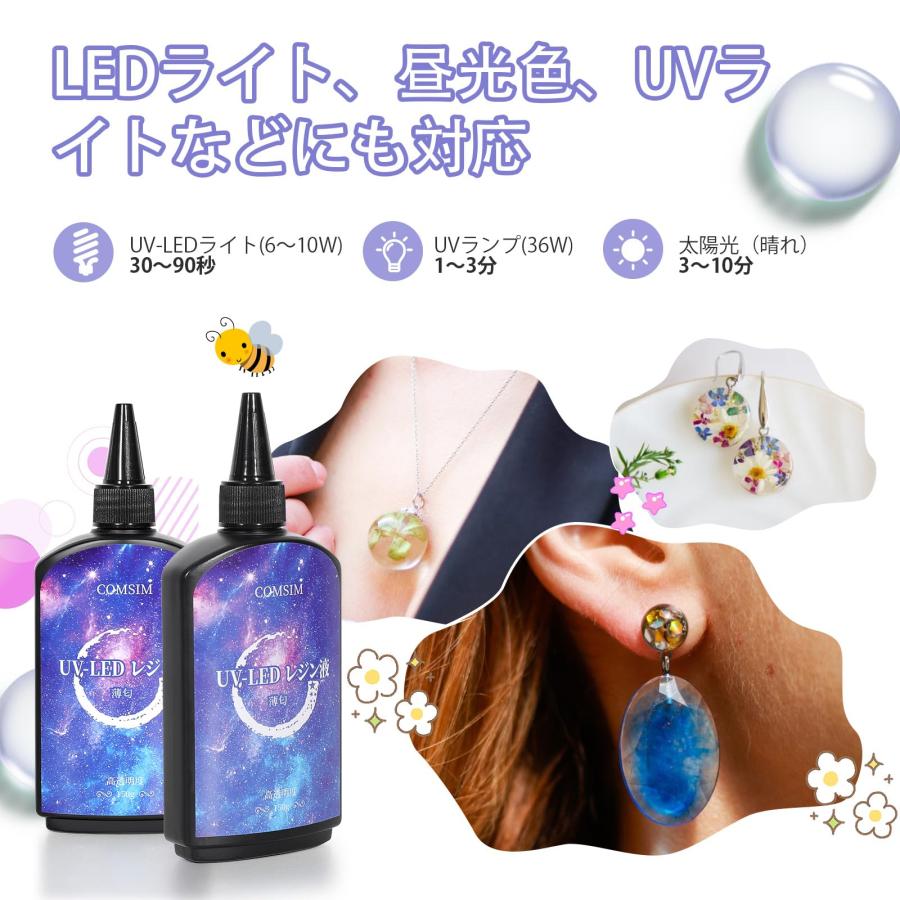 COMSIM UVレジン液 450G UV/LED対応 大容量 詰替用 高透明度 急速硬化 ハードタイプ DIY手作り装飾 薄匂 低アレルギー性｜gls001｜05