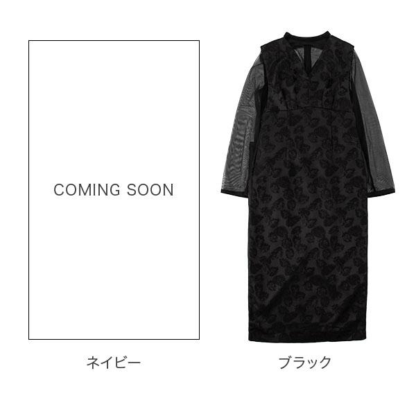 AIMER（エメ） チュールブラウス付きジャカードIラインドレス