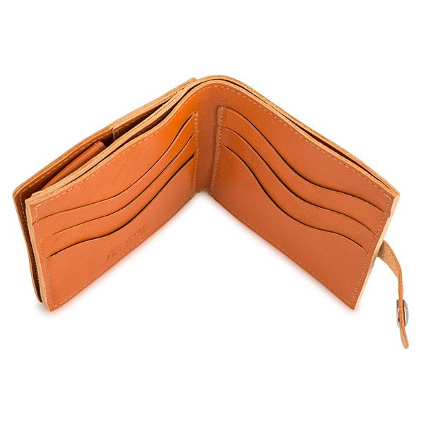 イルビゾンテ 美品 2つ折り財布 コンパクト オレンジ シボ加工 男女兼用 イルビゾンテ 美品 2つ折り財布 コンパクト オレンジ シボ加工